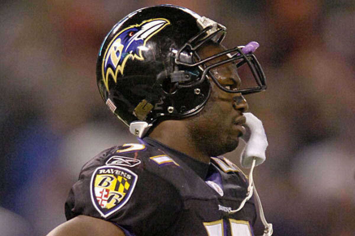 Former NFL linebacker Bart Scott, shown with the Baltimore Ravens in 2007, has joined the studio crew for CBS' "The NFL Today."