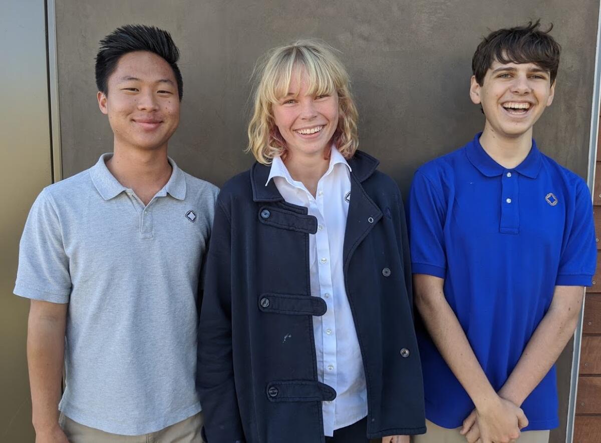 Brett Kim, Lena Luostarinen and Caeden Mujahed won first place in the NFTE World Series of Innovation.