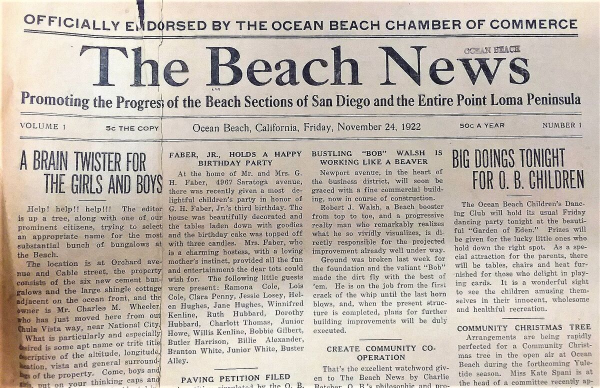 The Beach News had its small inaugural edition on Nov. 24, 1922.