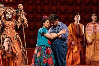 Guadalupe Paz  and Alfredo Daza  in San Diego Opera's “El Último Sueño de Frida y Diego” (“The Last Dream of Frida and Diego”).