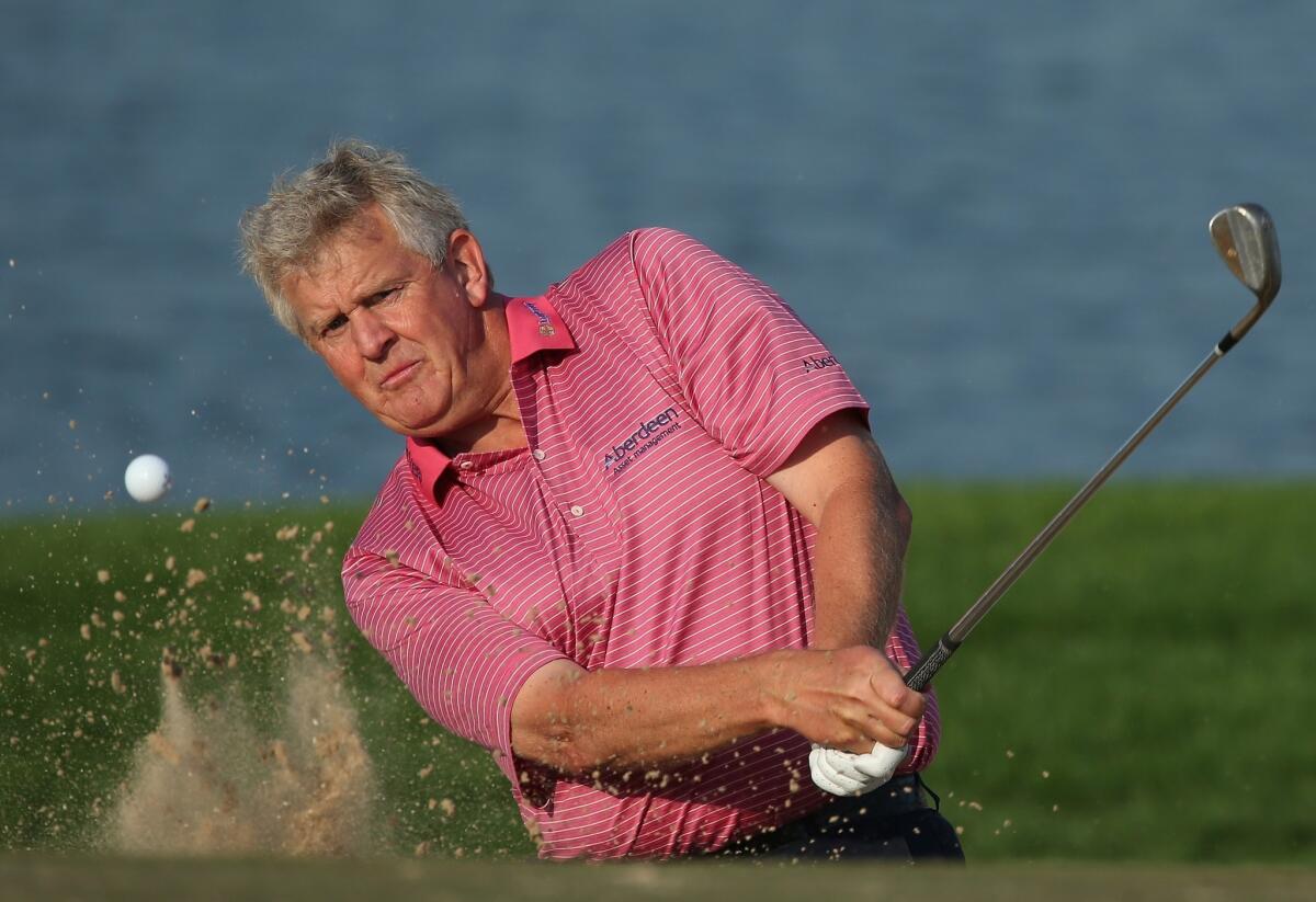 Colin Montgomerie of Scotland in action during the Pro Am event prior to the start of the Abu Dhabi HSBC Golf Championship at the Abu Dhabi Golf Cub on Jan. 15 in Abu Dhabi, United Arab Emirates.