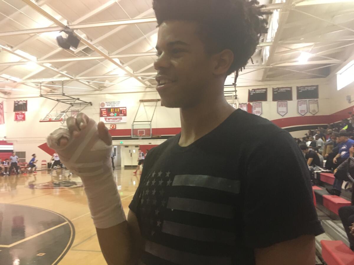 Fairfax guard Robert McRae will be sidelined with a broken hand.