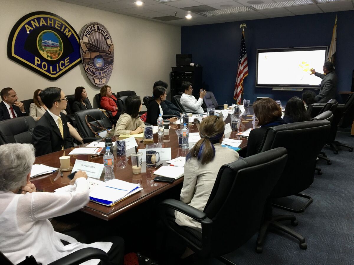 Foreign delegation training at Anaheim Police Department