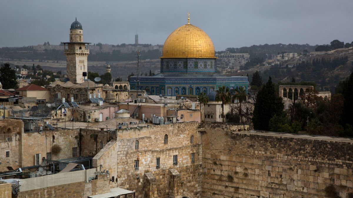 A view of the Western Wall and the Dome of the Rock in Jerusalem's Old City.