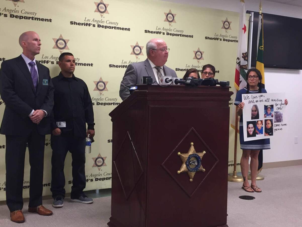 Los Angeles County Sheriff's Lt. Mike Rosson and relatives of Sarah Montoya ask for public help in finding her and her four children. She is a person of interest in the death of her grandmother, Paula Montoya.