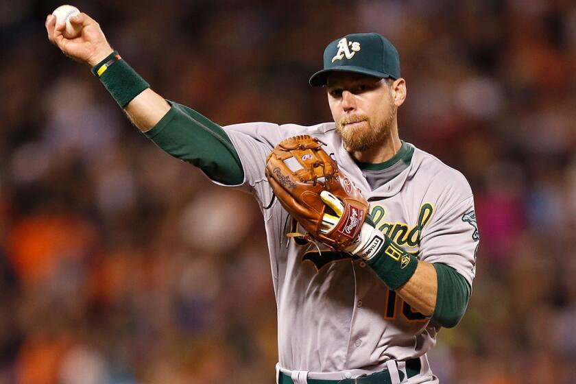 Utility player Ben Zobrist throws the ball to first base to get an out during a game against the San Francisco Giants on July 24.