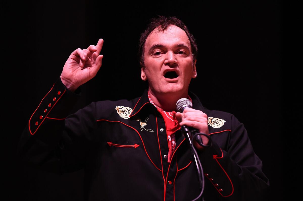 Quentin Tarantino directing a staged reading of "The Hateful Eight" on Saturday in Los Angeles.