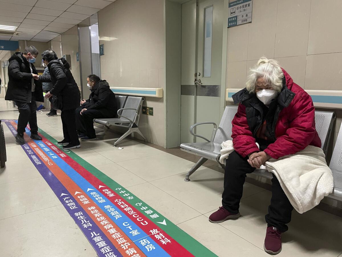 Visitors waiting in the emergency department at a Chinese hospital
