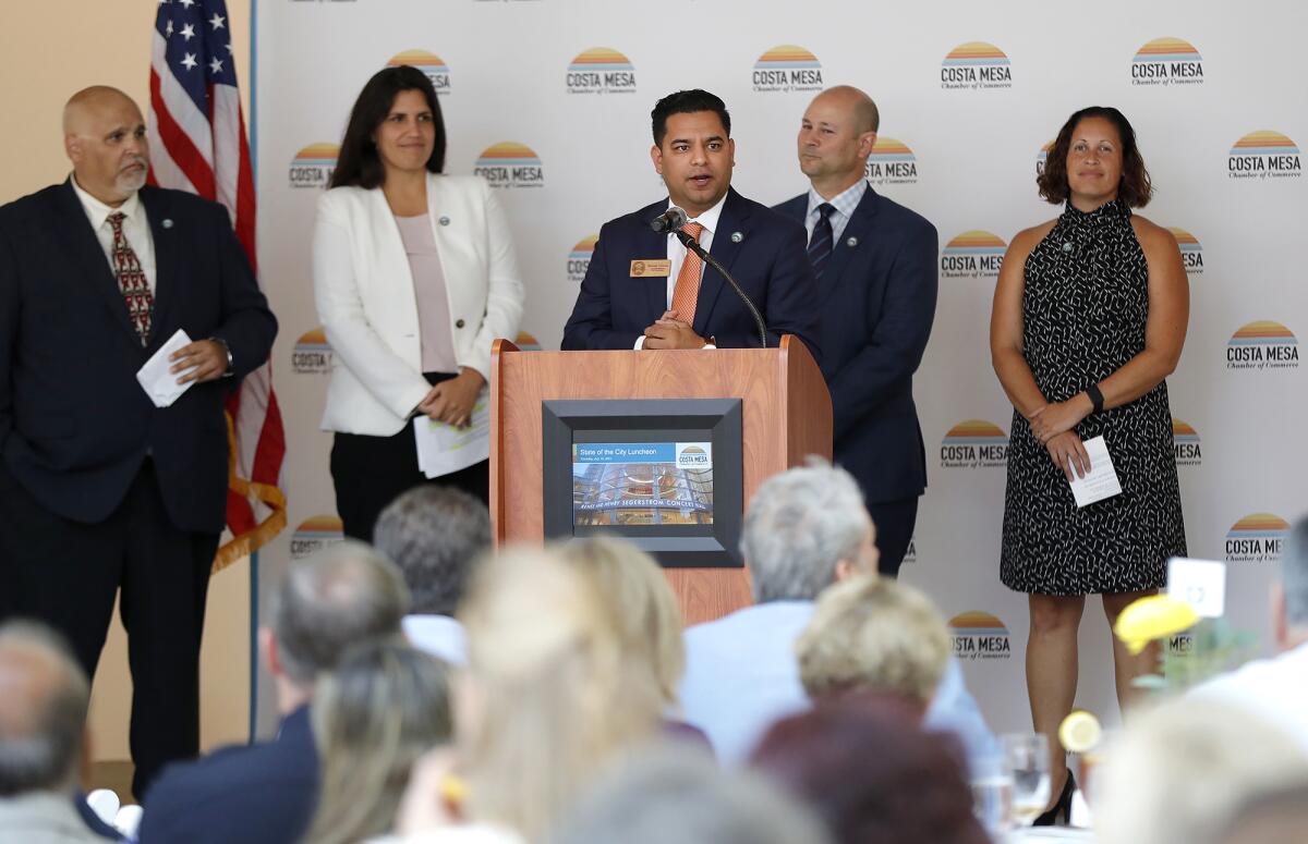 Councilman Manuel Chavez Thursday at an annual "State of the City" at the Renee and Henry Segerstrom Concert Hall Thursday.