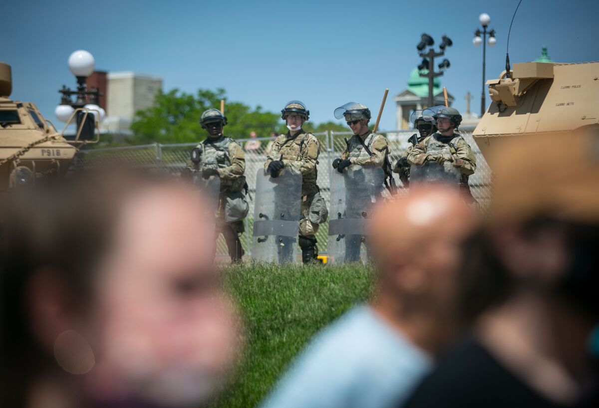 Minnesota National Guard secured the perimeter of the Minnesota capitol building