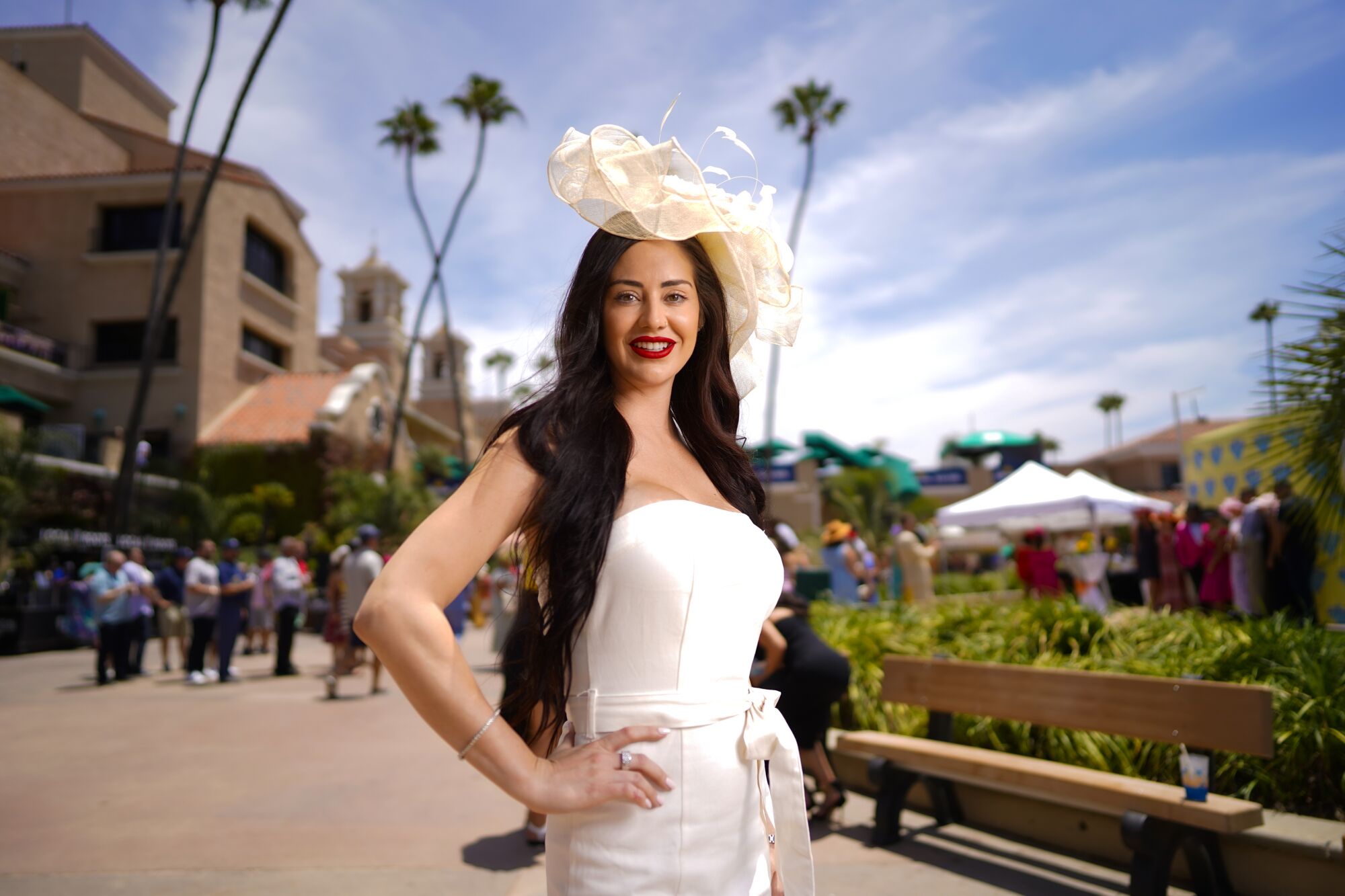 Victoria Zampino from Seal Beach was among the race fans taking part in the tradition of wearing hats.