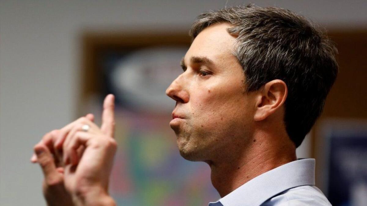 Beto O'Rourke speaks at a union hall in Burlington, Iowa. He announced Thursday that he's seeking the 2020 Democratic presidential nomination.