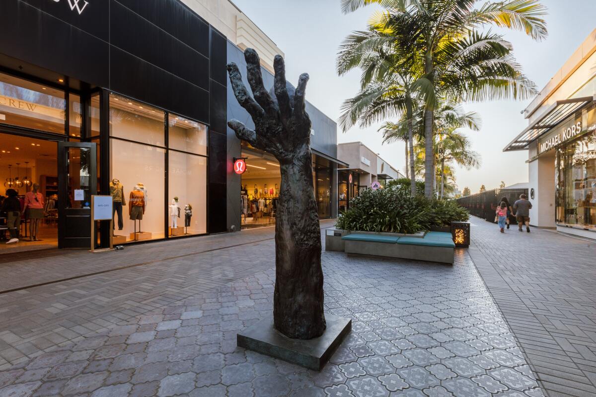 Sculptures on loan from the Museum of Contemporary Art San Diego have been installed at the Westfield UTC shopping center.