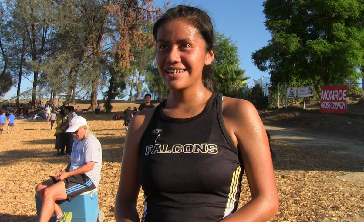 Jennifer Perez is captain of a Santee cross-country team that could win the City Section Division II girls’ championship.
