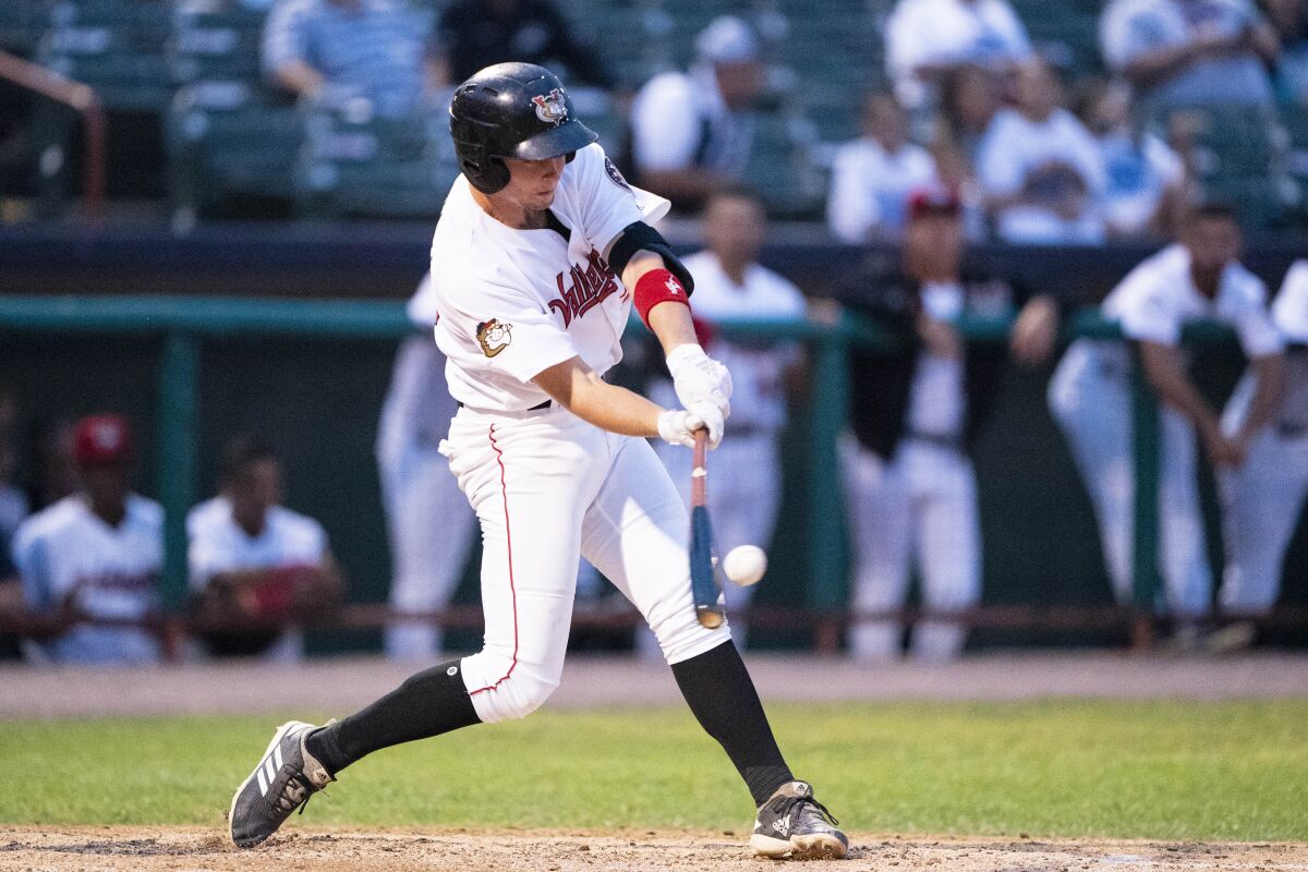 July 11, 2019: Tri-City ValleyCats catcher C.J. Stubbs (33) at bat during the fourth inning of the game between the State College Spikes and the Tri-City ValleyCats.