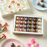 Chocolates in a collectible box with poppies.