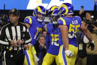 INGLEWOOD, CA - DECEMBER 8, 2022: Rams quarterback Baker Mayfield (17) celebrates Los Angeles Rams.