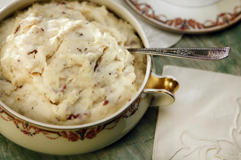 Thanksgiving roasted garlic smashed potatoes