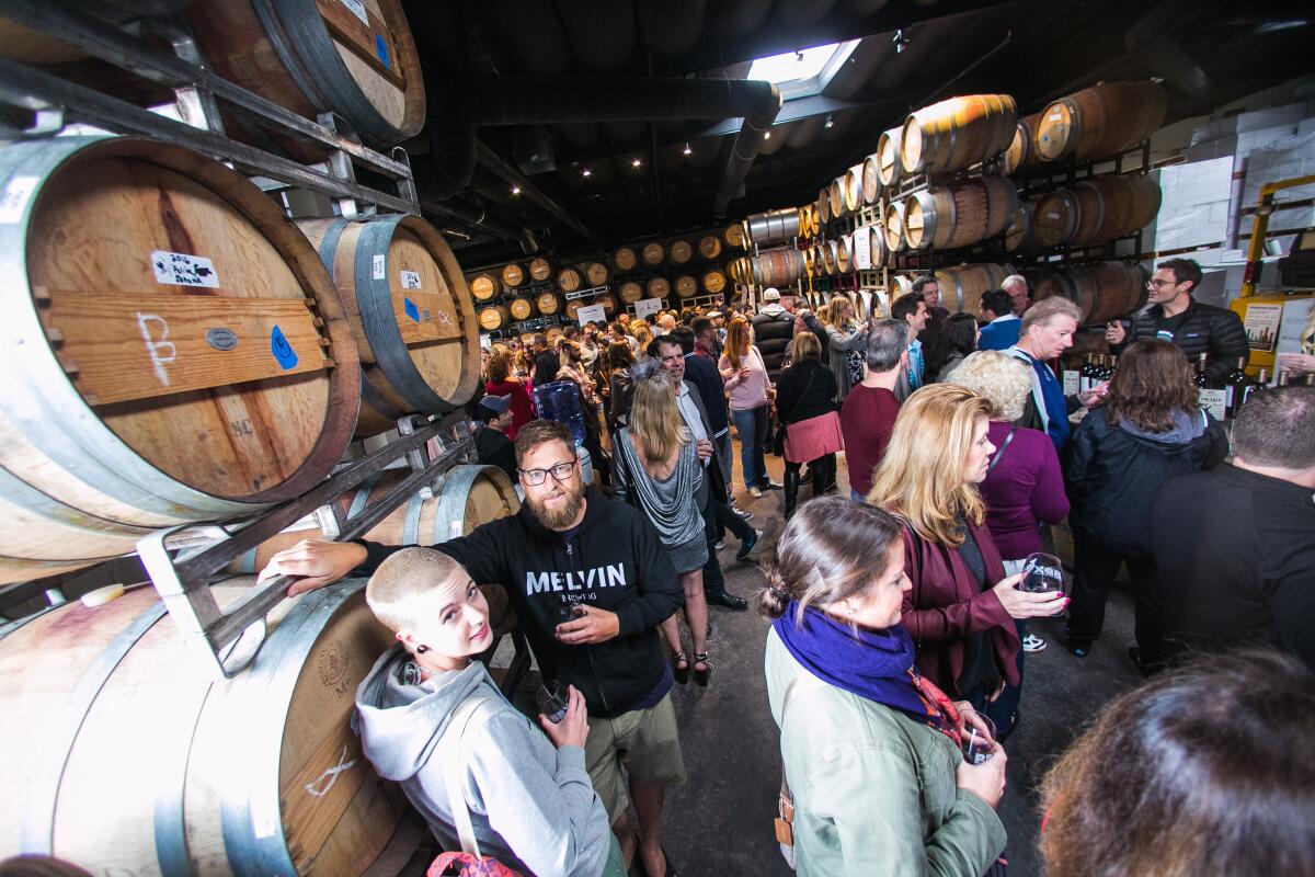 A past barrel tasting party at Carruth Cellars in Solana Beach.