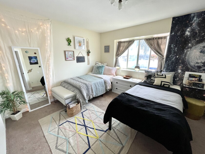 Natalia and Adrian Ibarra’s newly decorated bedroom.