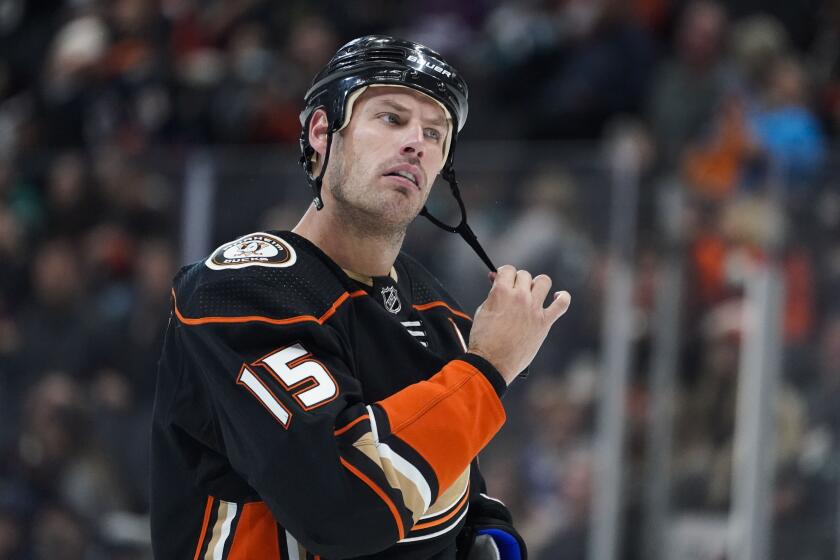 Anaheim Ducks' Ryan Getzlaf skates during the third period.