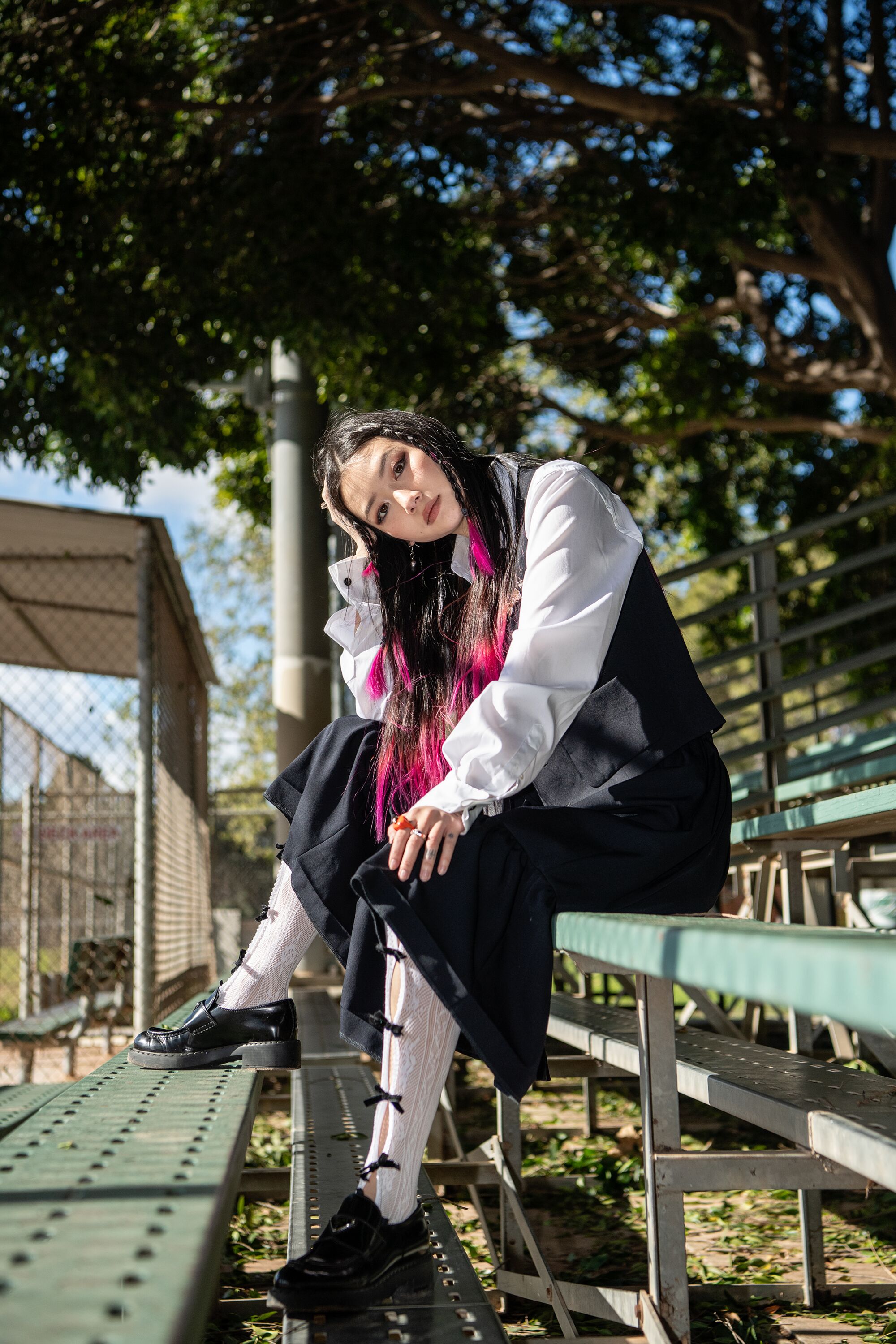 Portraits of Los Angeles based fashion stylist Katie Qian at Cheviot Hills Recreation Center