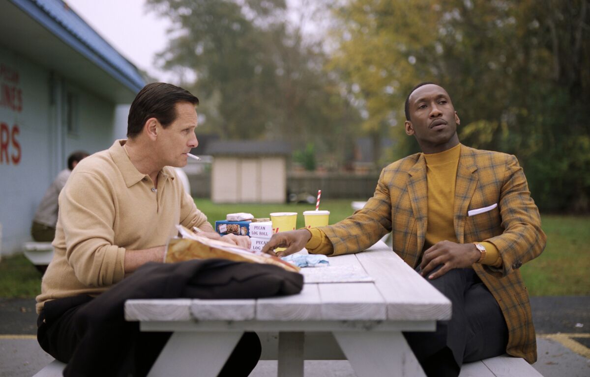 Viggo Mortensen, left, and Mahershala Ali appear in a scene from "Green Book," which won the best picture Oscar in 2019.