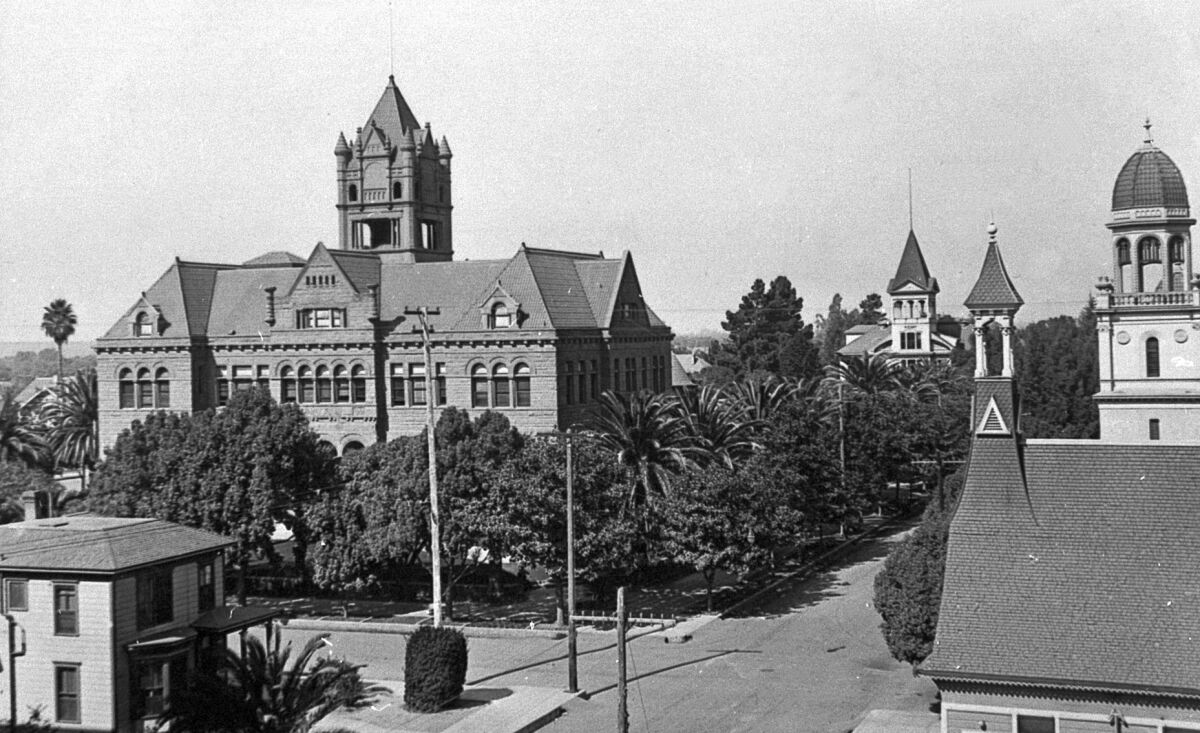 The Orange County Courthouse in Santa Ana is seen in a photograph taken about 1910.