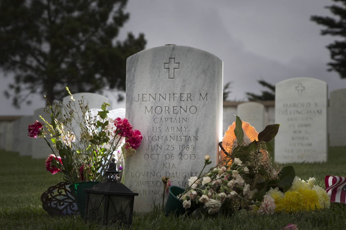 Jennifer Moreno is buried at Fort Rosecrans National Cemetery.