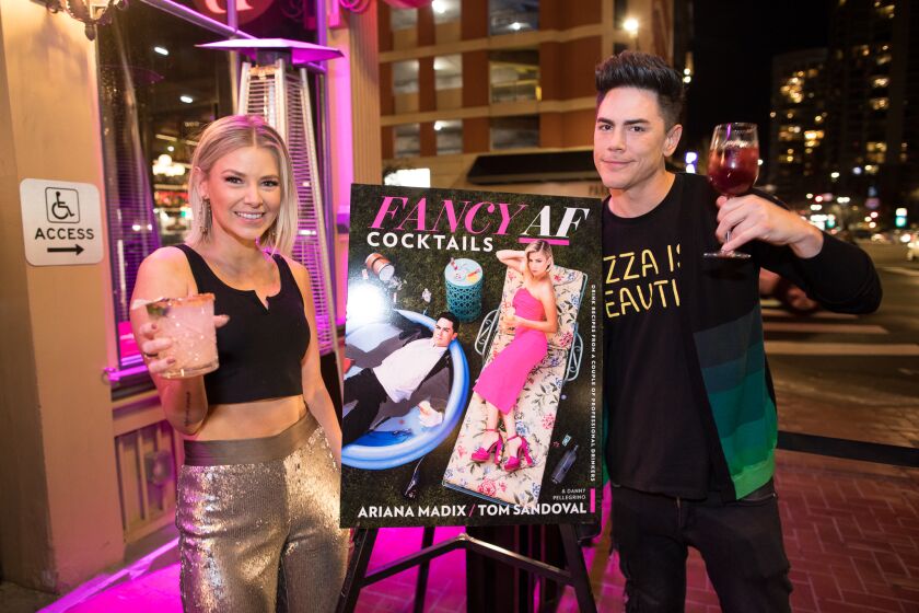 Fans of "Vanderpump Rules" got their drink on with Tom Sandoval and Ariana Madix at a book signing for their new cocktail book, "Fancy AF Cocktails: Drink Recipes from a Couple of Professional Drinkers" at Side Bar nightclub on Friday, Jan. 31, 2020.