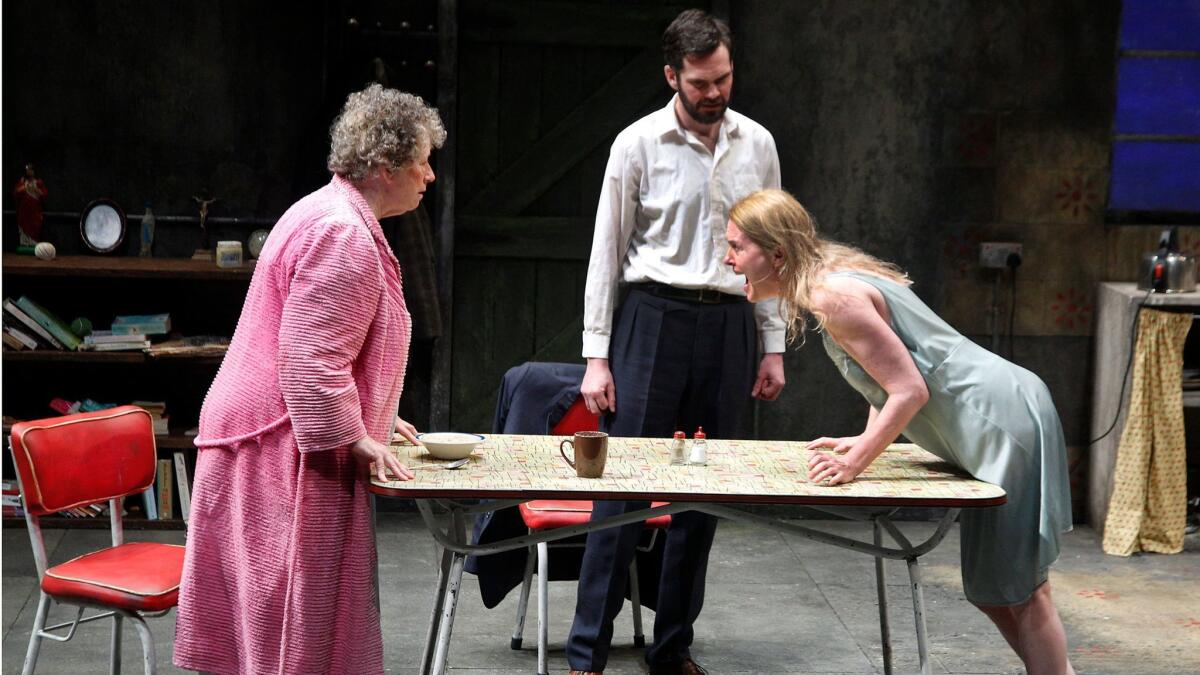 Marie Mullen, left, Marty Rea and Aisling O'Sullivan in "The Beauty Queen of Leenane."