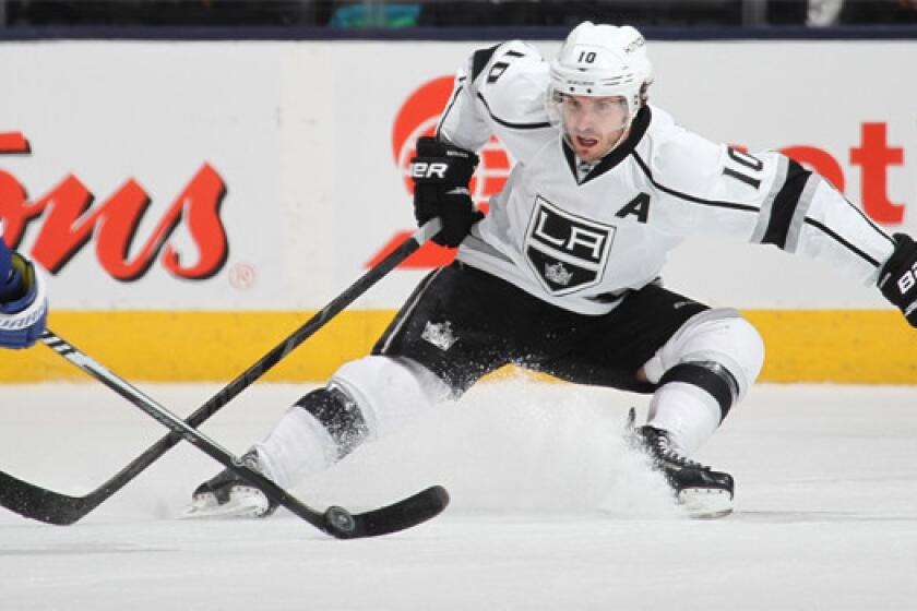 Kings center Mike Richards plays against Toronto back in December.