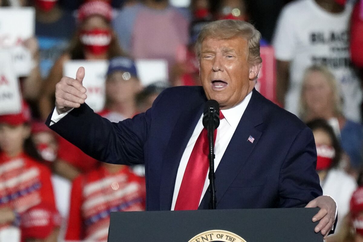 President Trump speaks at a rally in Florida Oct. 12, 2020