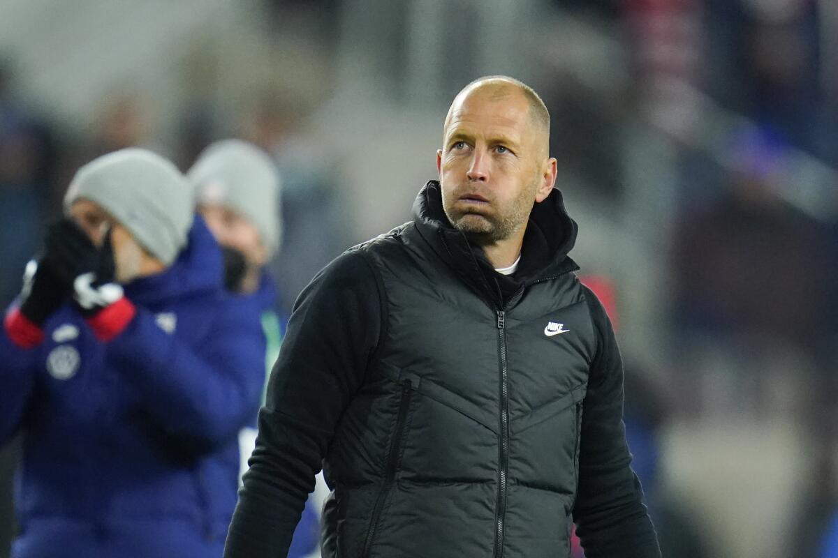 U.S. coach Gregg Berhalter on the sideline at a match