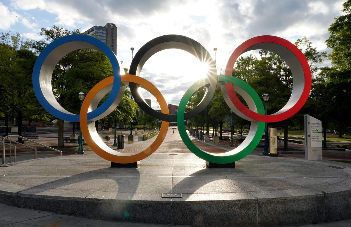 The Olympic rings in Atlanta.