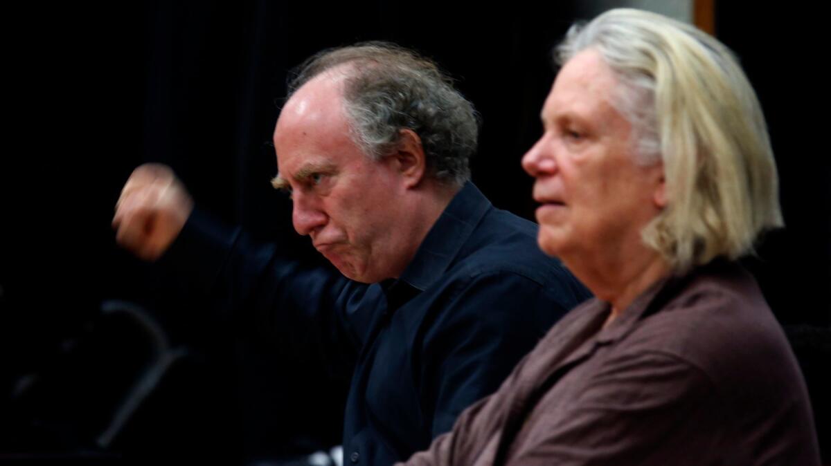 L.A. Chamber Orchestra music director Jeffrey Kahane conducts musicians during a rehearsal for "Lost in the Stars."