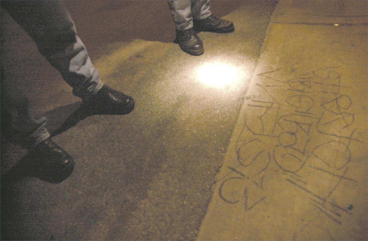 Gang grafitti on the streets of Burbank.