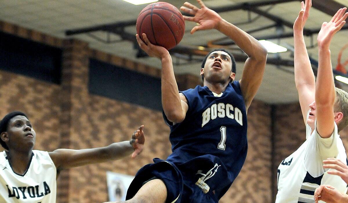 Tyler Dorsey is one of many basketball players who have transferred to or from St. John Bosco High in Bellflower. Dorsey, who helped the Braves win a state title last season, will play for Pasadena Maranatha next season.