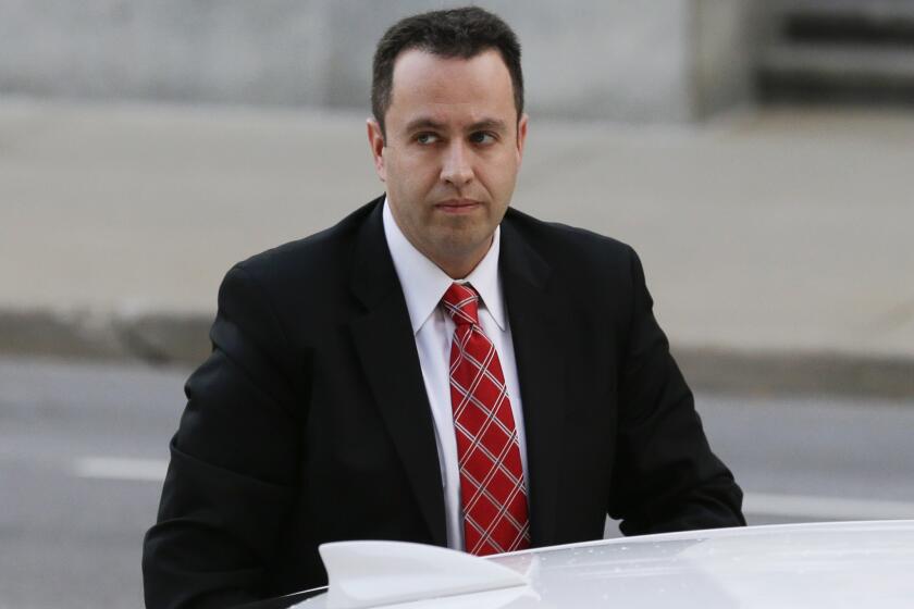 Jared Fogle arrives for sentencing at the federal courthouse in Indianapolis on Nov. 19.