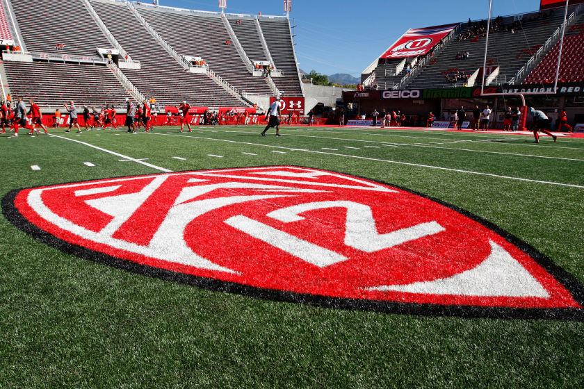 SALT LAKE CITY, UT - SEPTEMBER 10: This is the Pac12 logo in Rice Eccles Stadium before the Utah Utes.