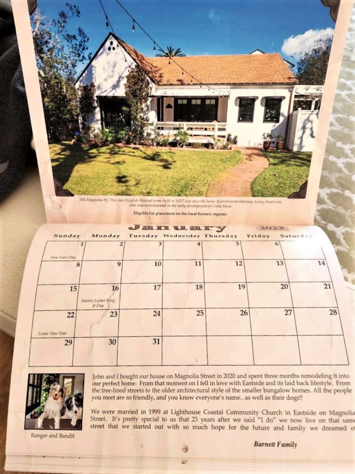 A property at 208 Magnolia St. in Costa Mesa is featured in a 2023 calendar of historic homes.