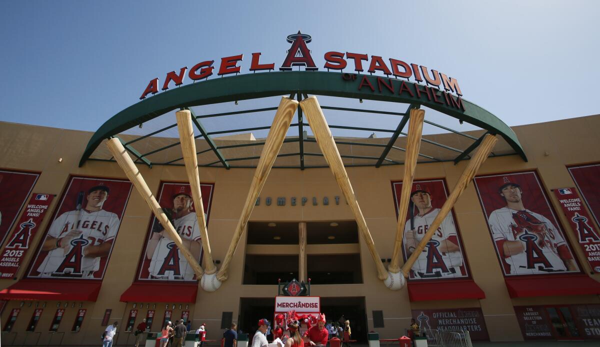 Angel fans entering Angel Stadium before a game.