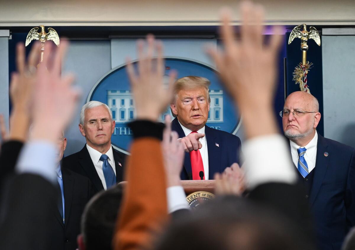 Pence and Trump with CDC chief Redfield