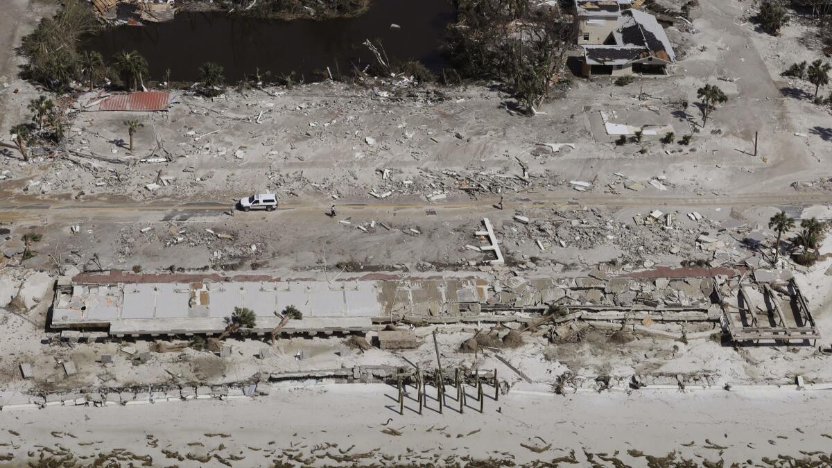 Homes washed away by Hurricane Michael are shown in this aerial photo Thursday in Mexico Beach, Fla.