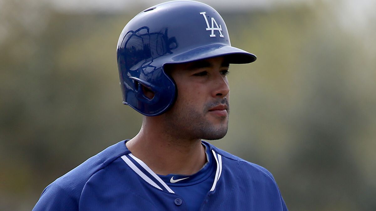 Dodgers outfielder Andre Ethier takes batting practice during a 2014 spring training session in Phoenix.