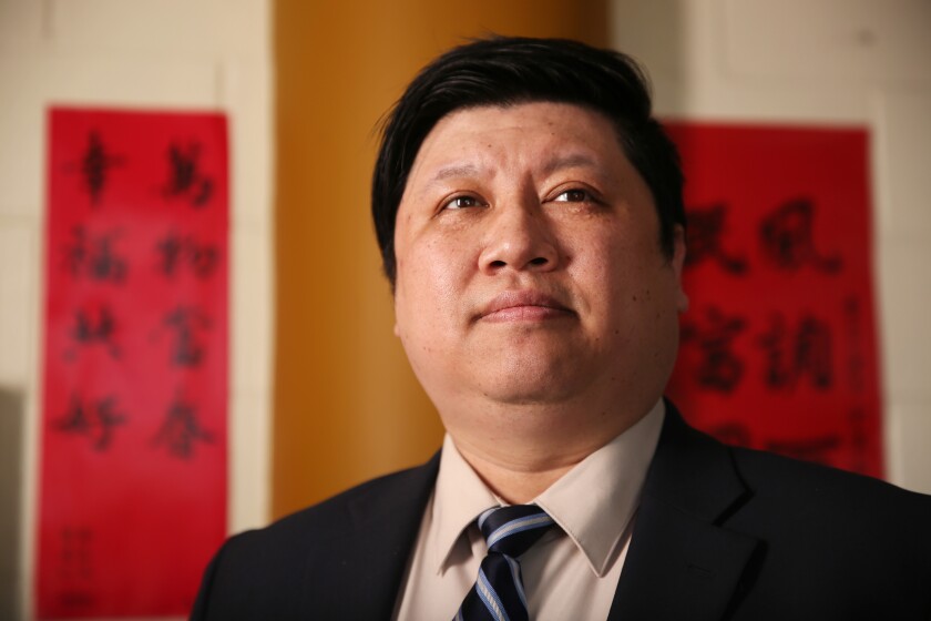 Ken Wu, secretary-general of the Taiwan Center Foundation of Greater Los Angeles, at the organization's offices in Rosemead.