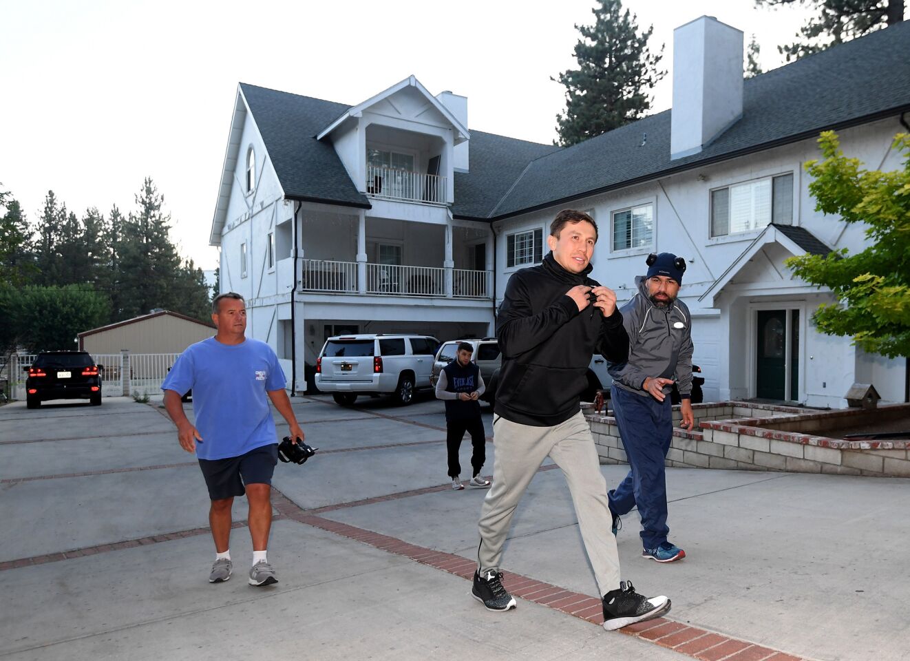 BIG BEAR LAKE, CA - AUGUST 09: Gennady Golovkin prepares for a morning run at The Summitt on August 9, 2018 in Big Bear Lake, California. (Photo by Harry How/Getty Images) ** OUTS - ELSENT, FPG, CM - OUTS * NM, PH, VA if sourced by CT, LA or MoD **