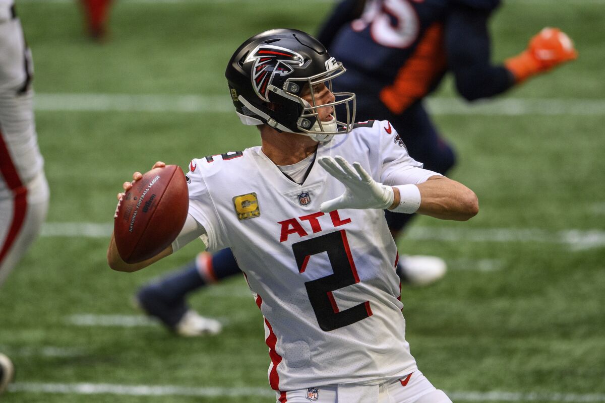 Atlanta Falcons quarterback Matt Ryan throws against the Denver Broncos on Sunday.