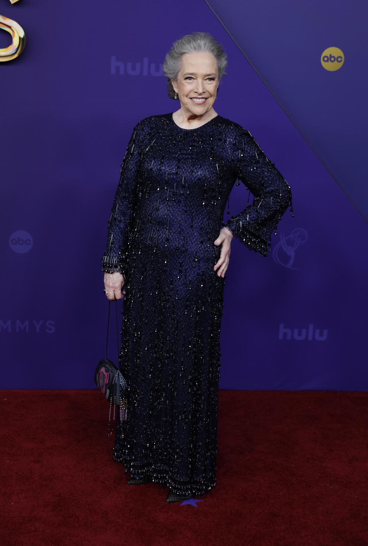 Kathy Bates arrives Sunday at the 76th Primetime Emmy Awards at the Peacock Theater.