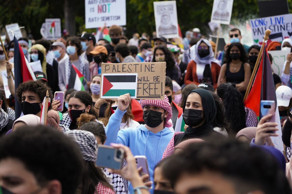   On Saturday, May 15, 2021 in San Diego, CA., the Palestinian Youth Movement held a rally.